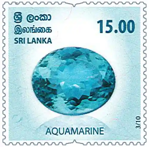 Gems of Sri Lanka on Postal Stamps 19 Aquamarine