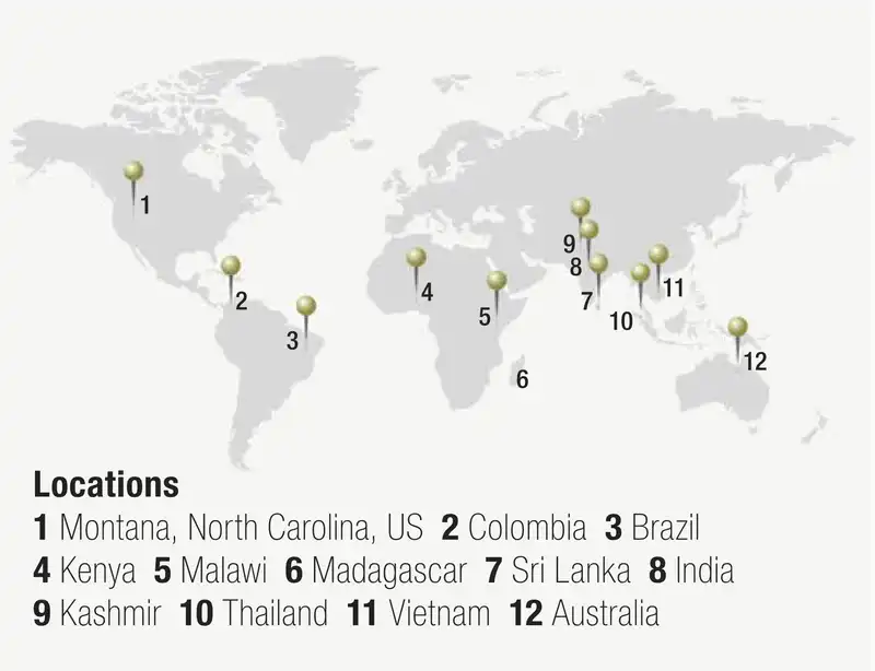 Locations where sapphires are found