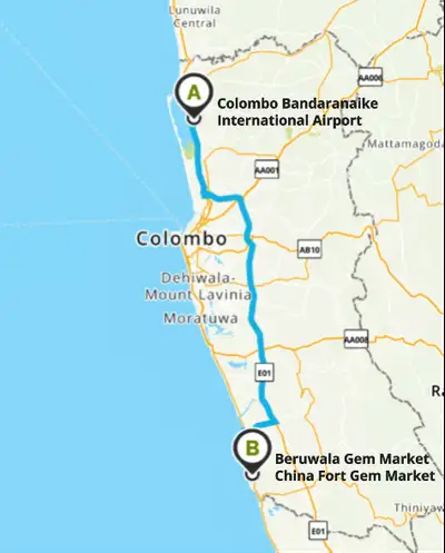 Beruwala Gem Market Route